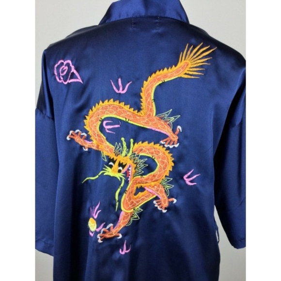 silky Other - Silk Asian Robe Womens Medium Dragon Embroidered